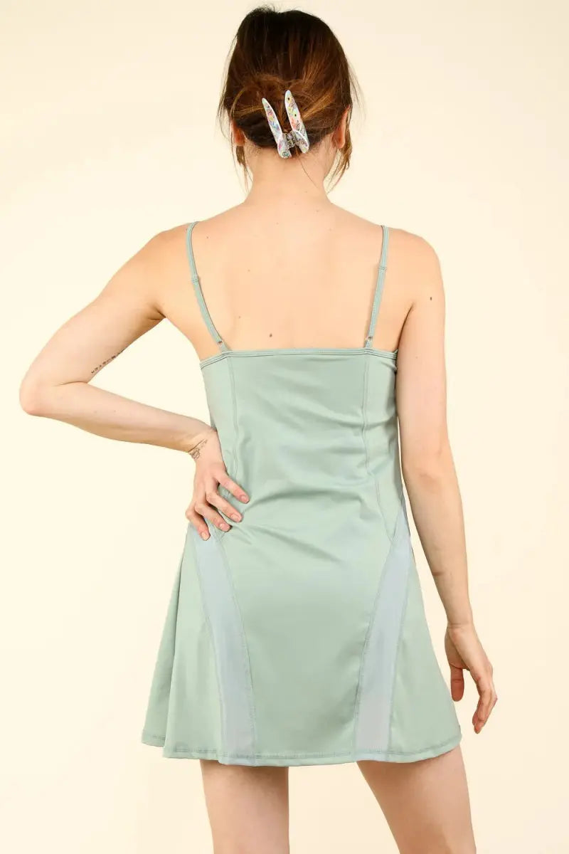 Very J Mesh Detail Tennis Mini Active Dress with Shorts Inside - Love Salve